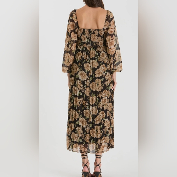 August Sky Floral Long Sleeve Empire Waist Maxi Dress Large - Picture 2 of 4